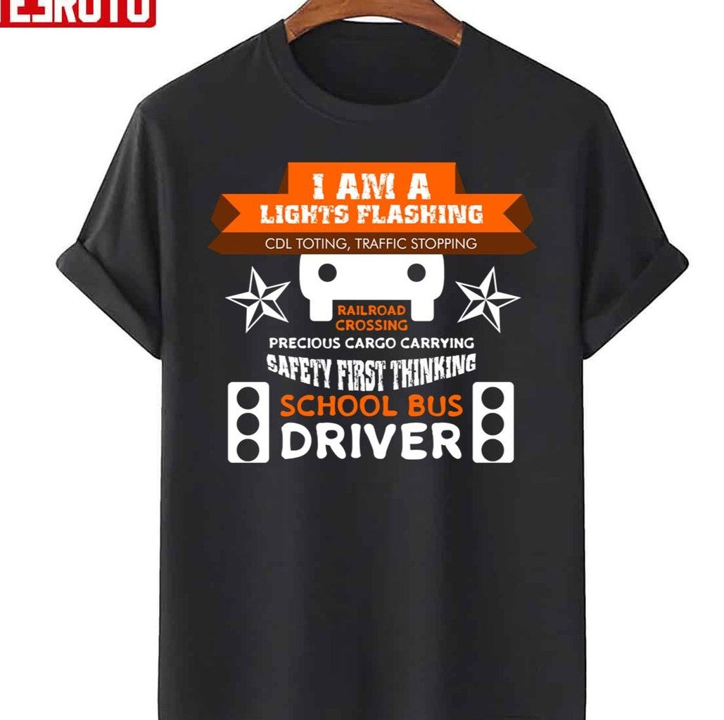 Railroad Crossing Safety First School Bus Drivers Unisex T-Shirt