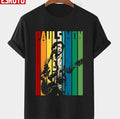 Retro Colored Paul Simon Playing Guitar Design Unisex T-Shirt