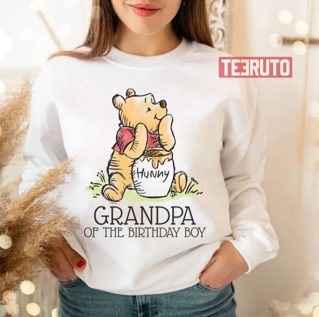 Pooh Watercolor First Birthday Grandpa Unisex T-Shirt