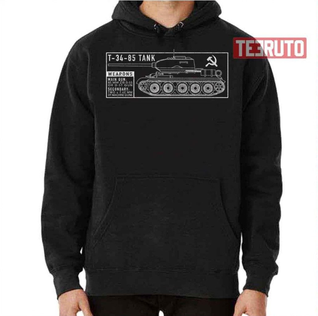 Artist Blueprint Illustration Of The T 34 85 Soviet Tank Unisex T-Shirt