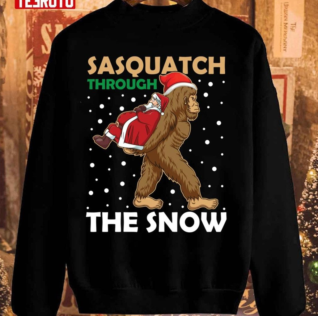 Sasquatch Through The Snow Funny Santa Abduction Unisex Sweatshirt