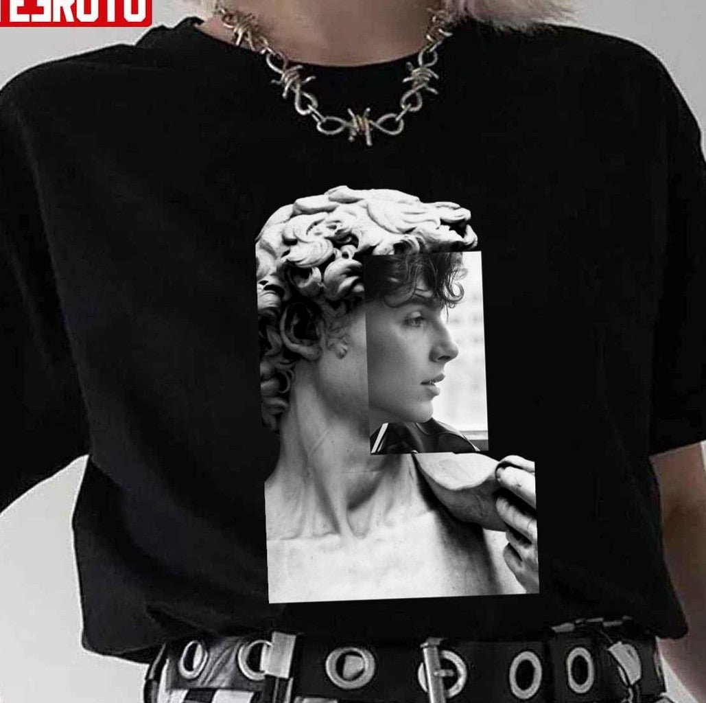 Blach And White Statut Of David Saint Timothee Chalamet Unisex T-shirt