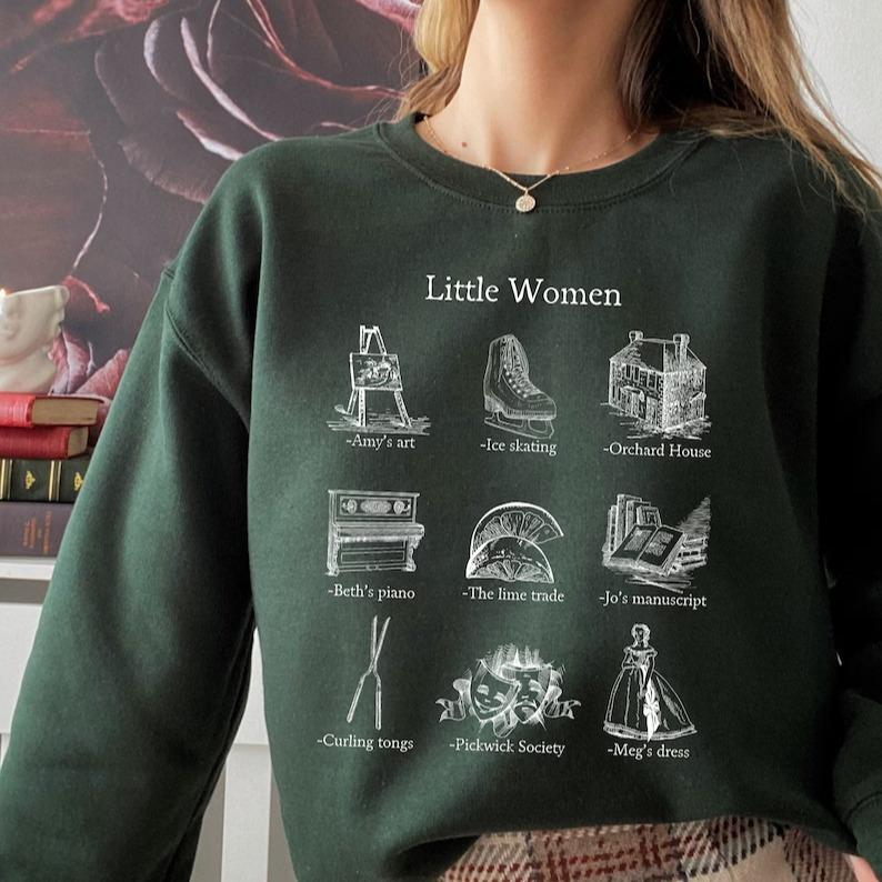 Little Women Icon Chart Sweatshirt Cottagecore Jo Meg Beth Amy March Sisters Orchard House Book Fandom Merch Bookish Gift Book Lover