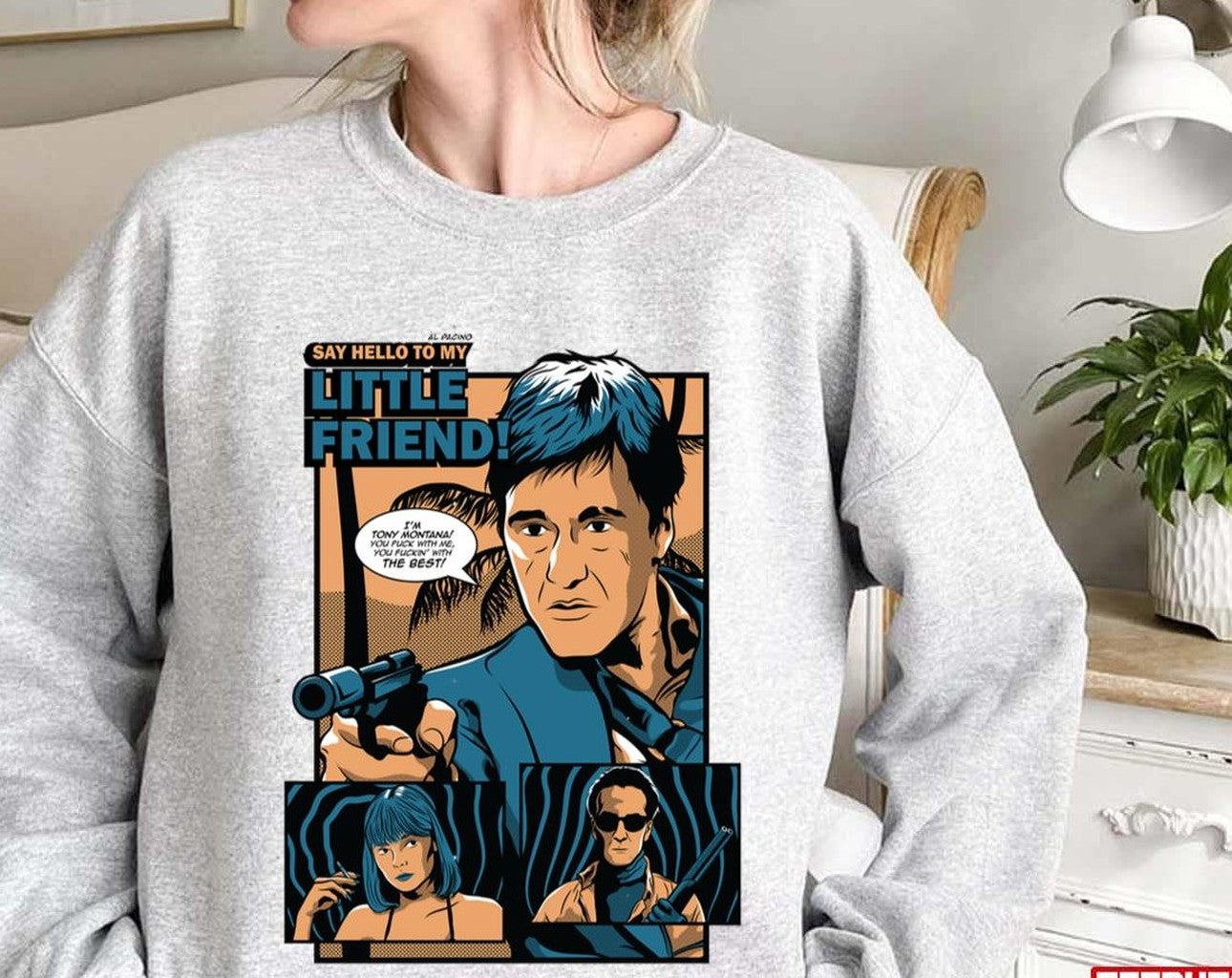 Beautiful Model Scarface Gangster Retro Vintage Unisex Sweatshirt