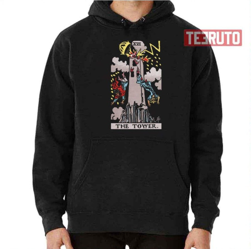 Tarot The Tower Black Background Only Unisex T-Shirt