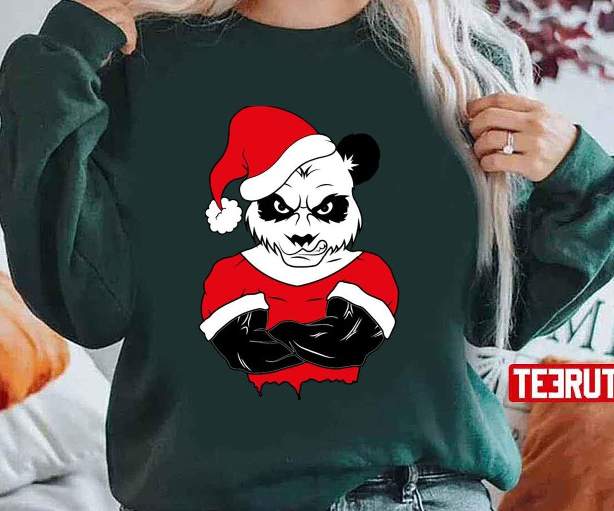 Big Strong Muscular Panda Bear Christmas Unisex Sweatshirt