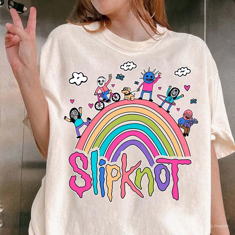 Vintage Rainbow the Slipknot Band Shirt, Slipknot 90s Records Rock Casual Cotton
