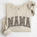 Mama, Leopard Print Sweatshirt, Crew Neck, Women's, Crewneck