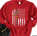 Autism Awareness Distressed American Flag Cute Puzzle Ribbon Unisex Sweatshirt