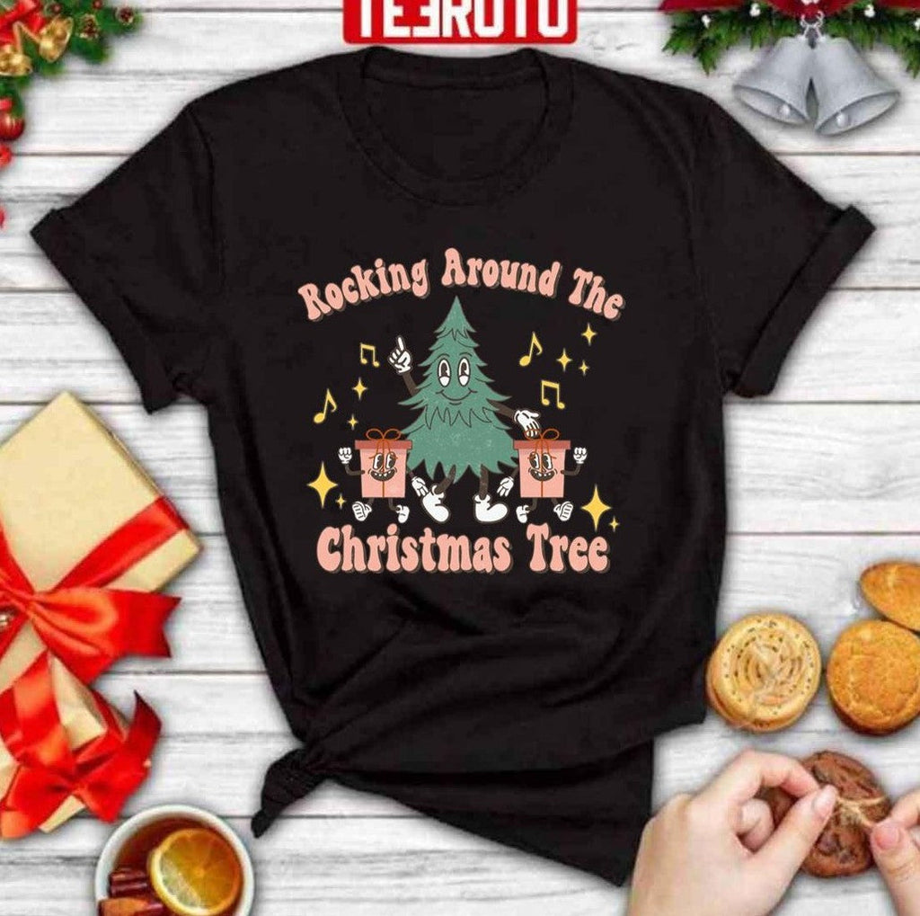 Rocking Around The Christmas Tree Retro Christmas Happy Holiday Unisex Sweatshirt