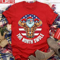 Santa Gym Lifting The North Swole Usa Flag Patriotic Workout North Pole Unisex T-Shirt