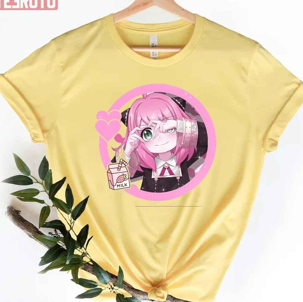Pink Strawberry Milk Anya Love Spy X Family Love Unisex T-Shirt