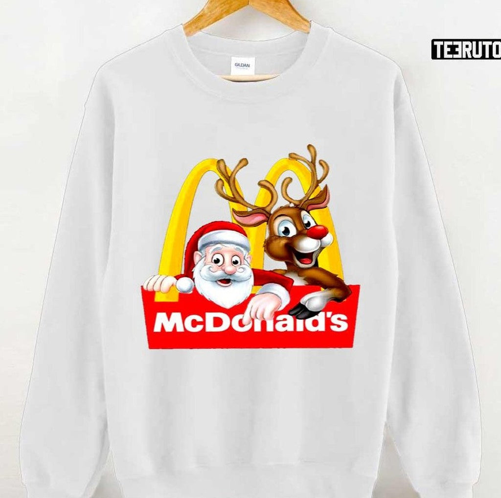 Santa Reindeer McDonalds Merry Christmas Unisex T-Shirt