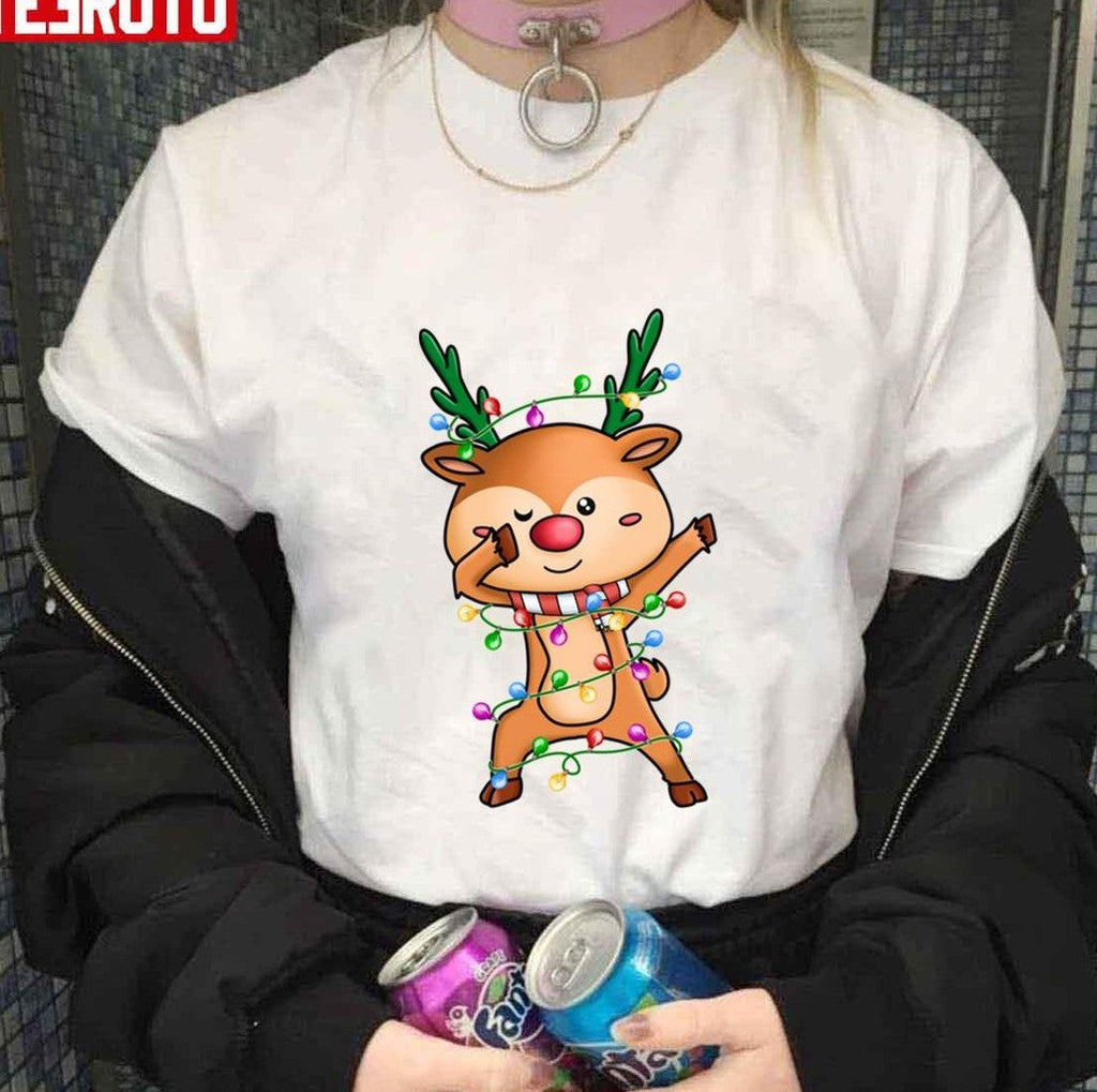 Reindeer Christmas Lights Santa Dabbing Through The Snow Unisex Sweatshirt
