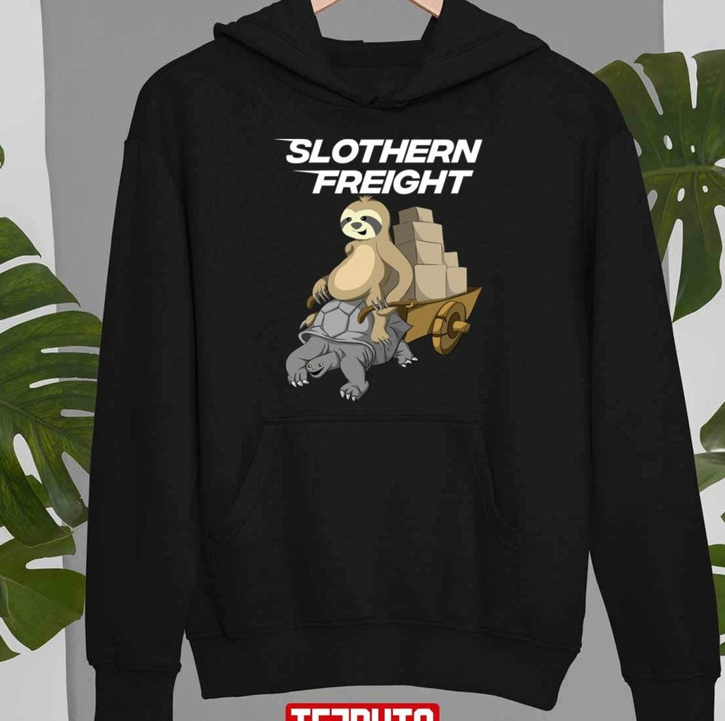 Sloth Riding Giant Tortoise Turtle Slothern Freight Unisex T-Shirt
