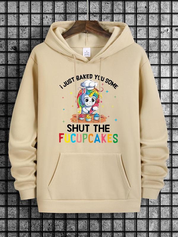 Men's Cartoon Print Drop Shoulder Hoodie, Fashion Drawstring Hooded Sweatshirt for Spring & Fall, Streetwear Style in Men's ClothingÂ 