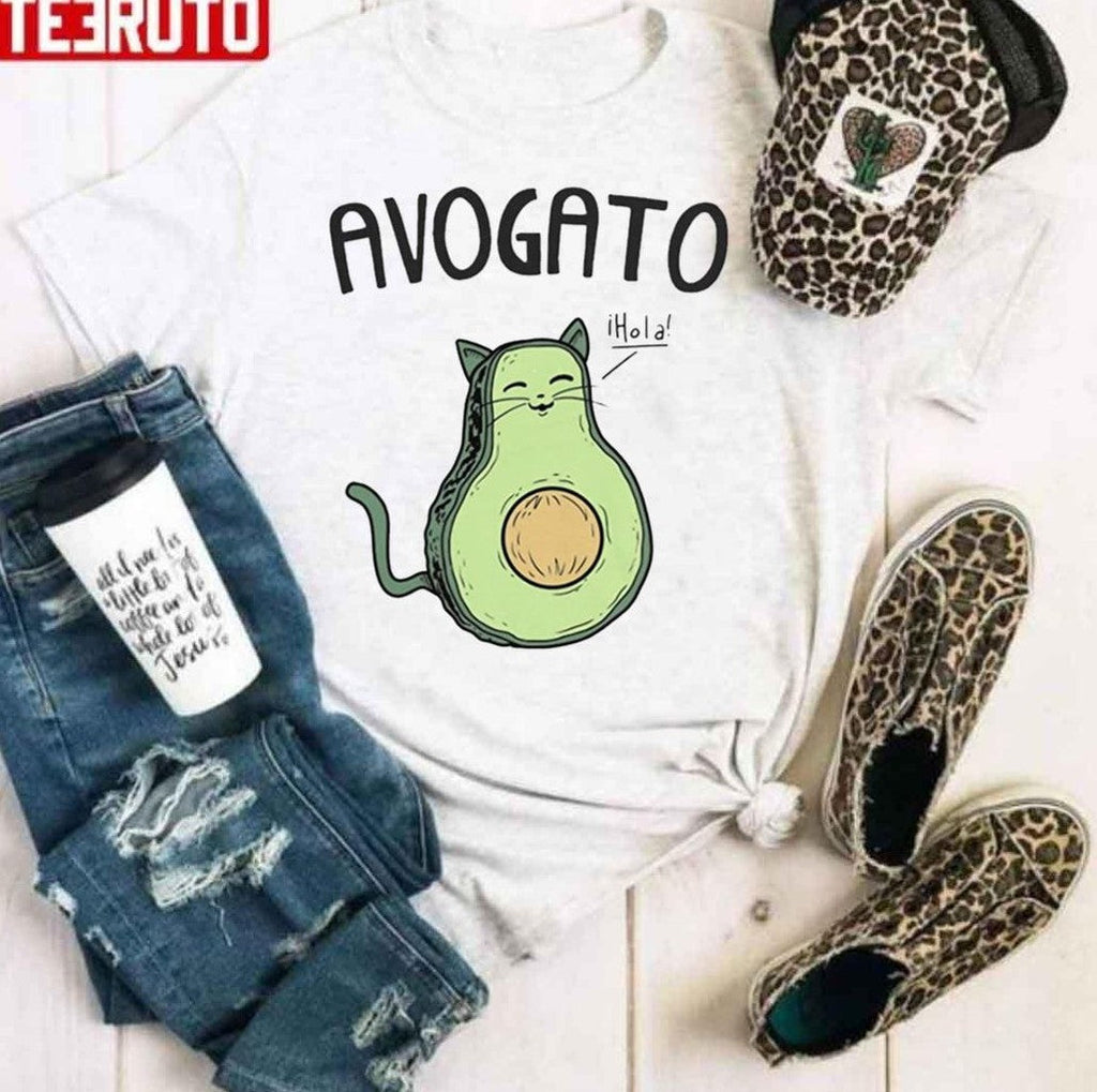 Avogato Funny Avocado Cat Cute Face Unisex Hoodie