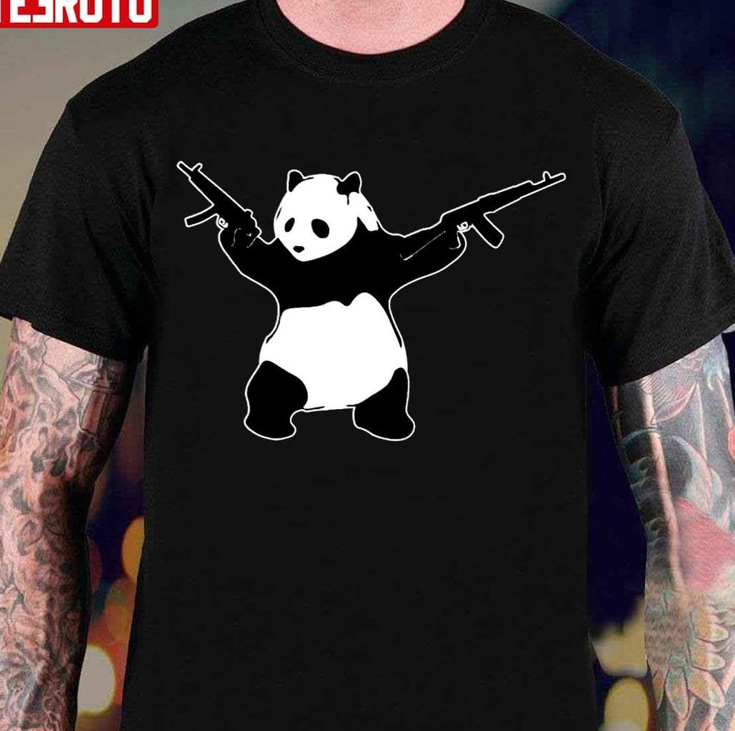 Banksy's Panda Holding Assault Rifles Unisex Sweatshirt