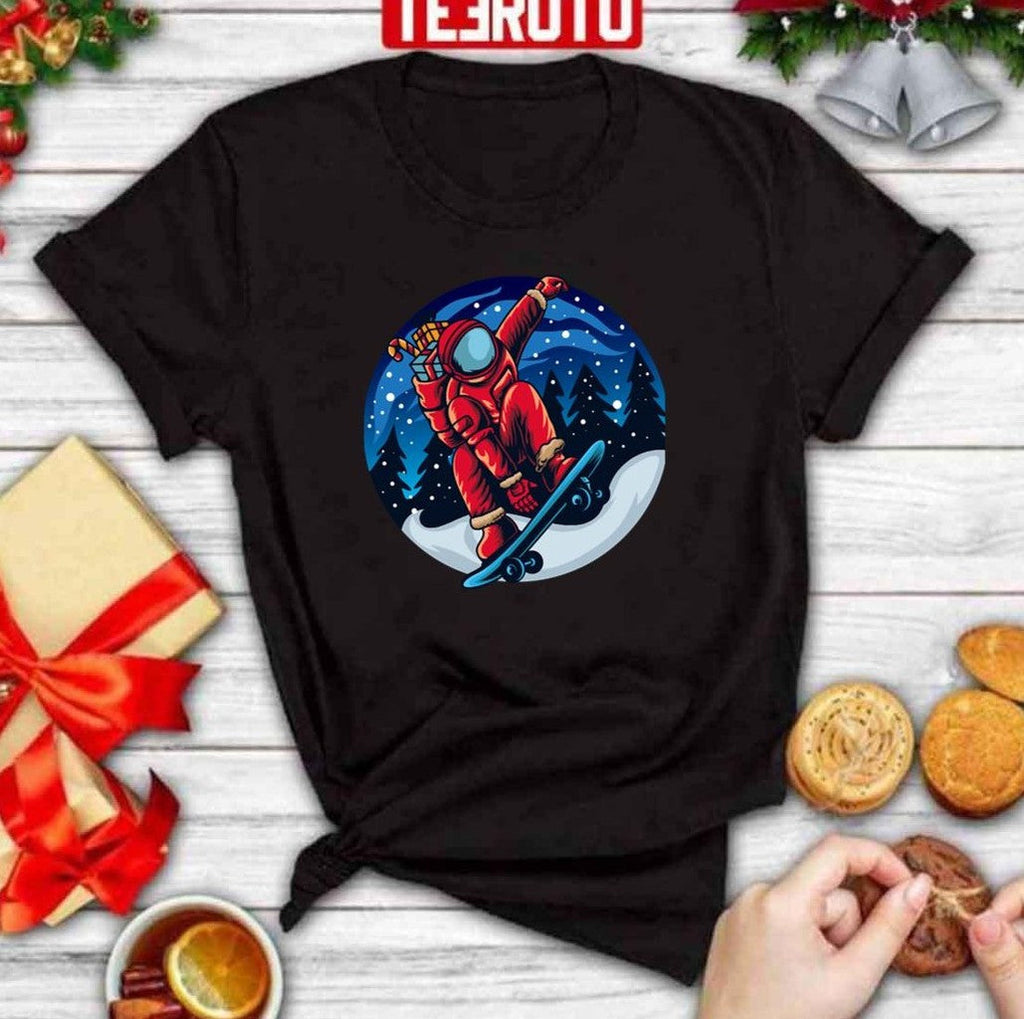Snowskating Astronaut Christmas Gift Unisex Sweatshirt