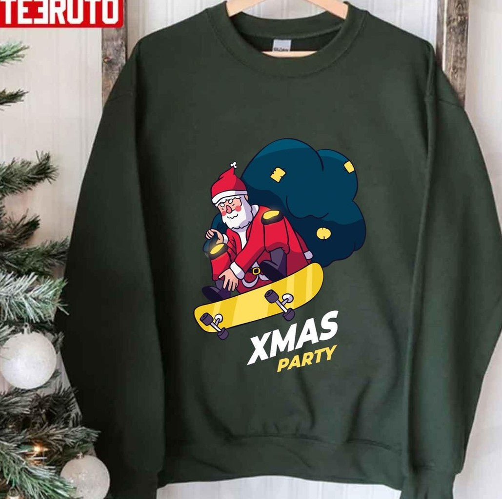 Santa Claus Skateboars Merry Christmas Party 1 Unisex Sweatshirt