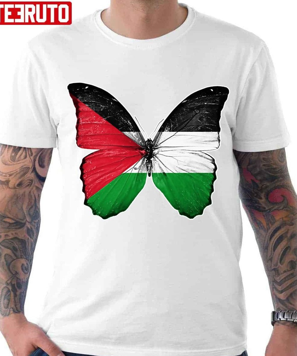 Palestine Flag Butterfly Unisex T-Shirt