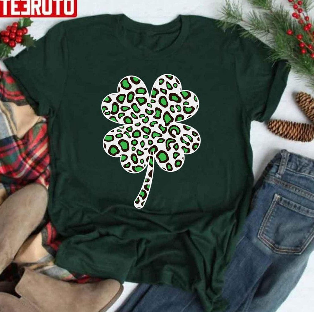 Shamrock Leopard Print St Patricks Day Unisex Hoodie