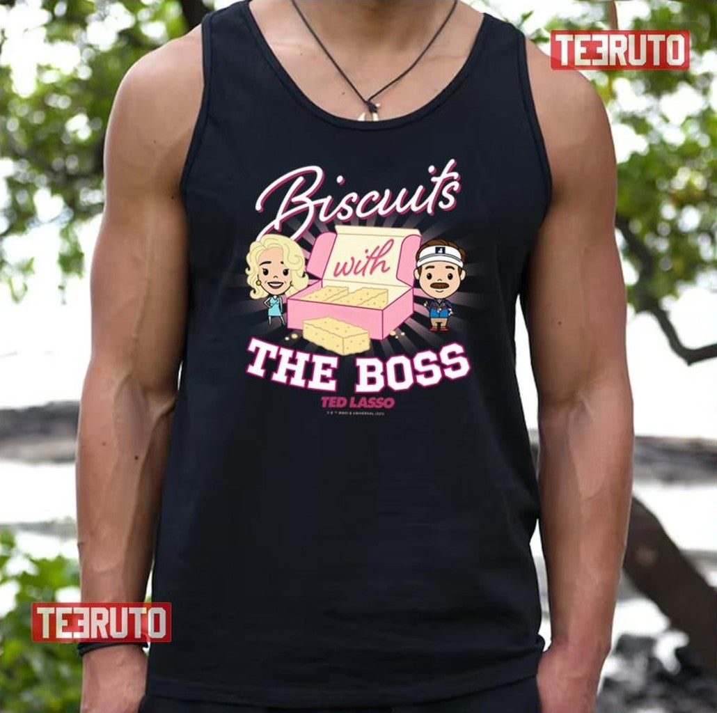 Ted Lasso &amp; Rebecca Biscuits With The Boss Chibi S Unisex Tank Top