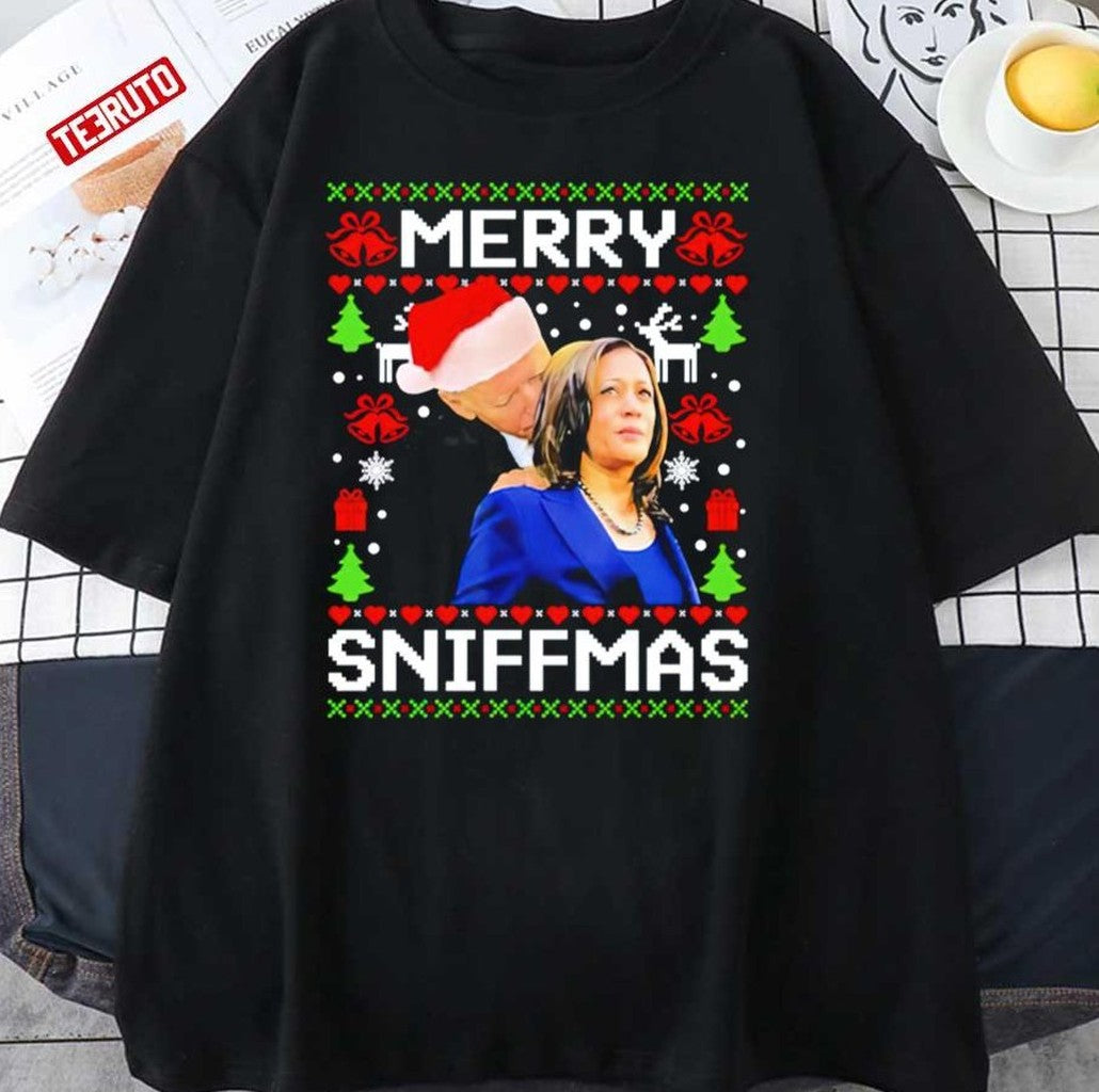 Biden And Kamala Harris Merry Sniffmas Ugly Unisex Hoodie