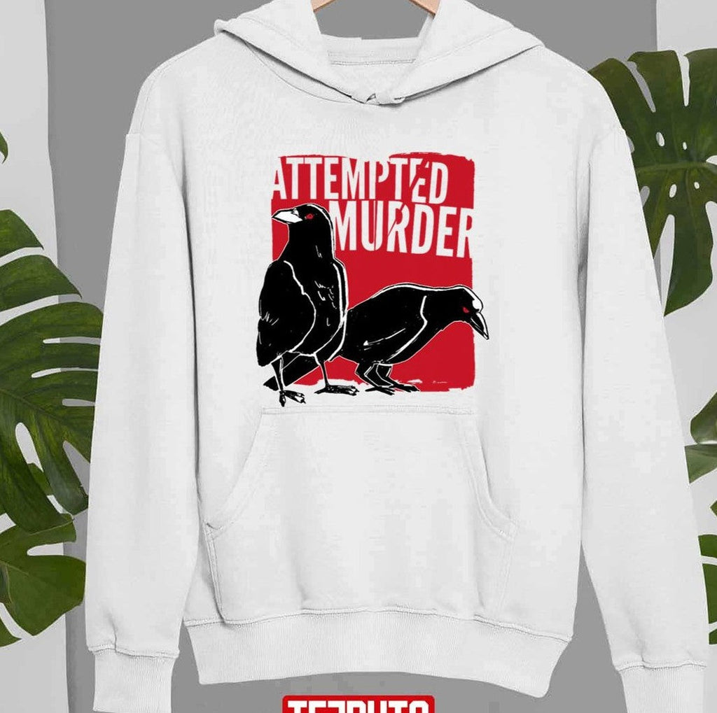 Attempted Murder Funny Pun Joke Crow Raven Halloween Unisex Sweatshirt