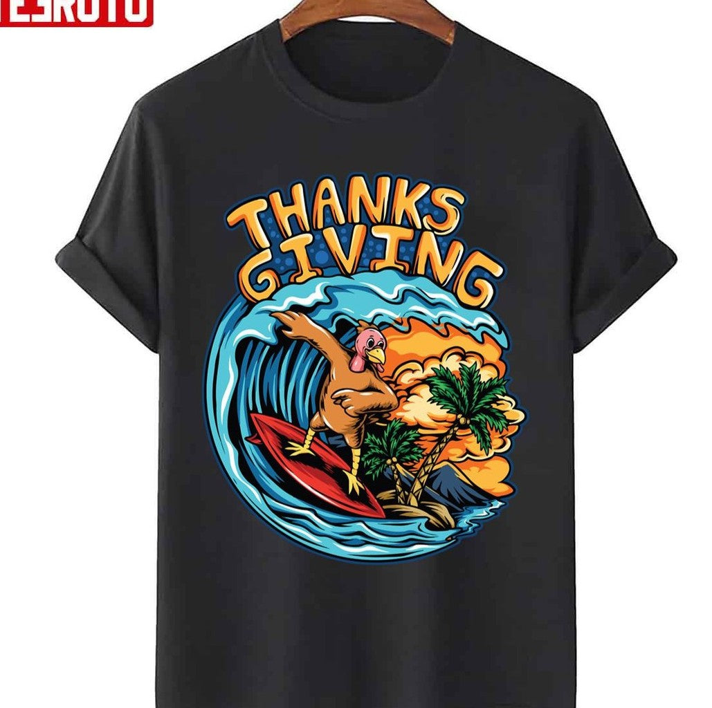Oldschool Turkey Thanksgiving Surfing Wave Unisex Sweatshirt