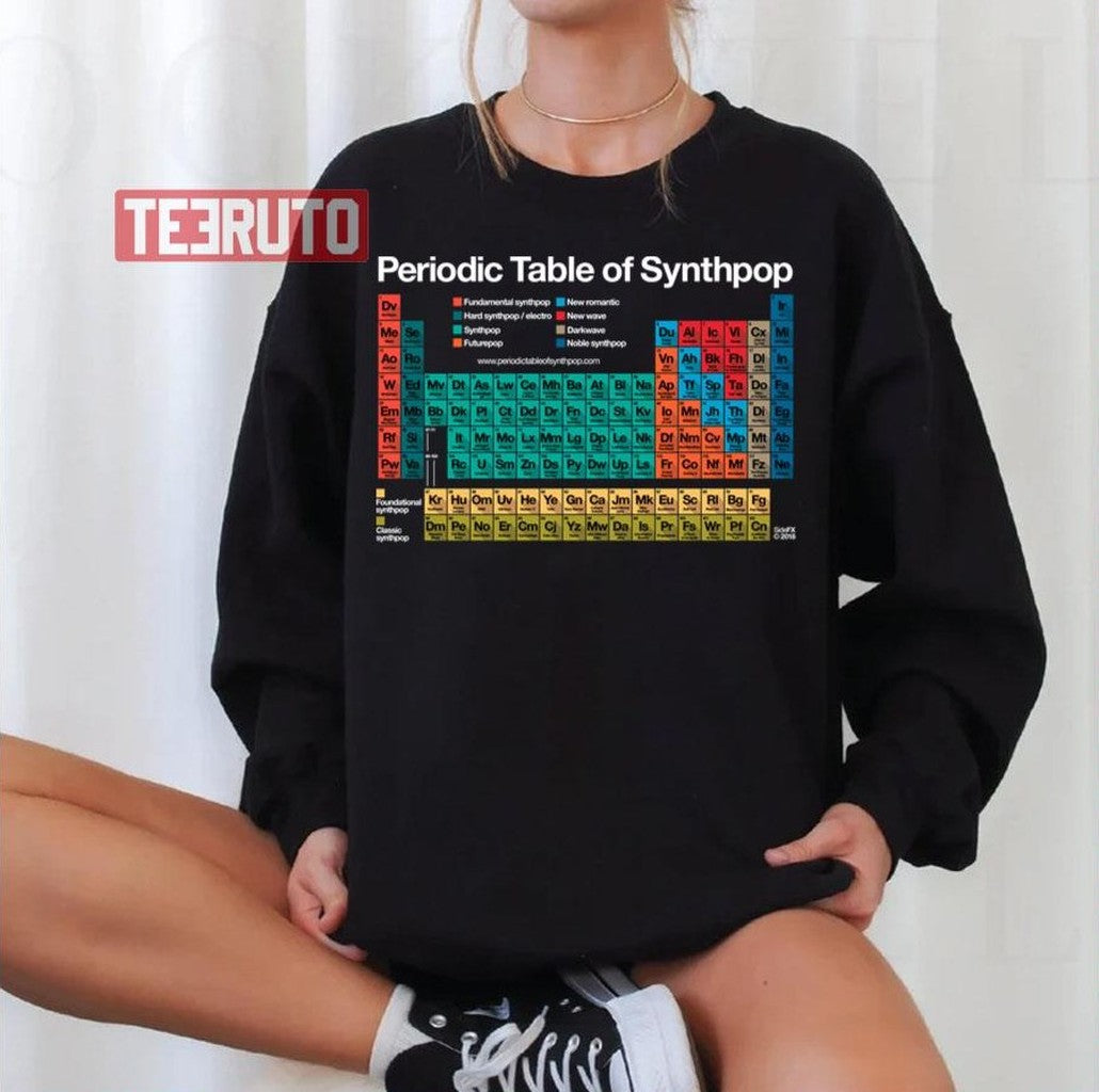 Periodic Table Of Synthpop Dark Background Unisex T-Shirt