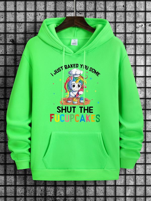 Men's Cartoon Print Drop Shoulder Hoodie, Fashion Drawstring Hooded Sweatshirt for Spring & Fall, Streetwear Style in Men's ClothingÂ 