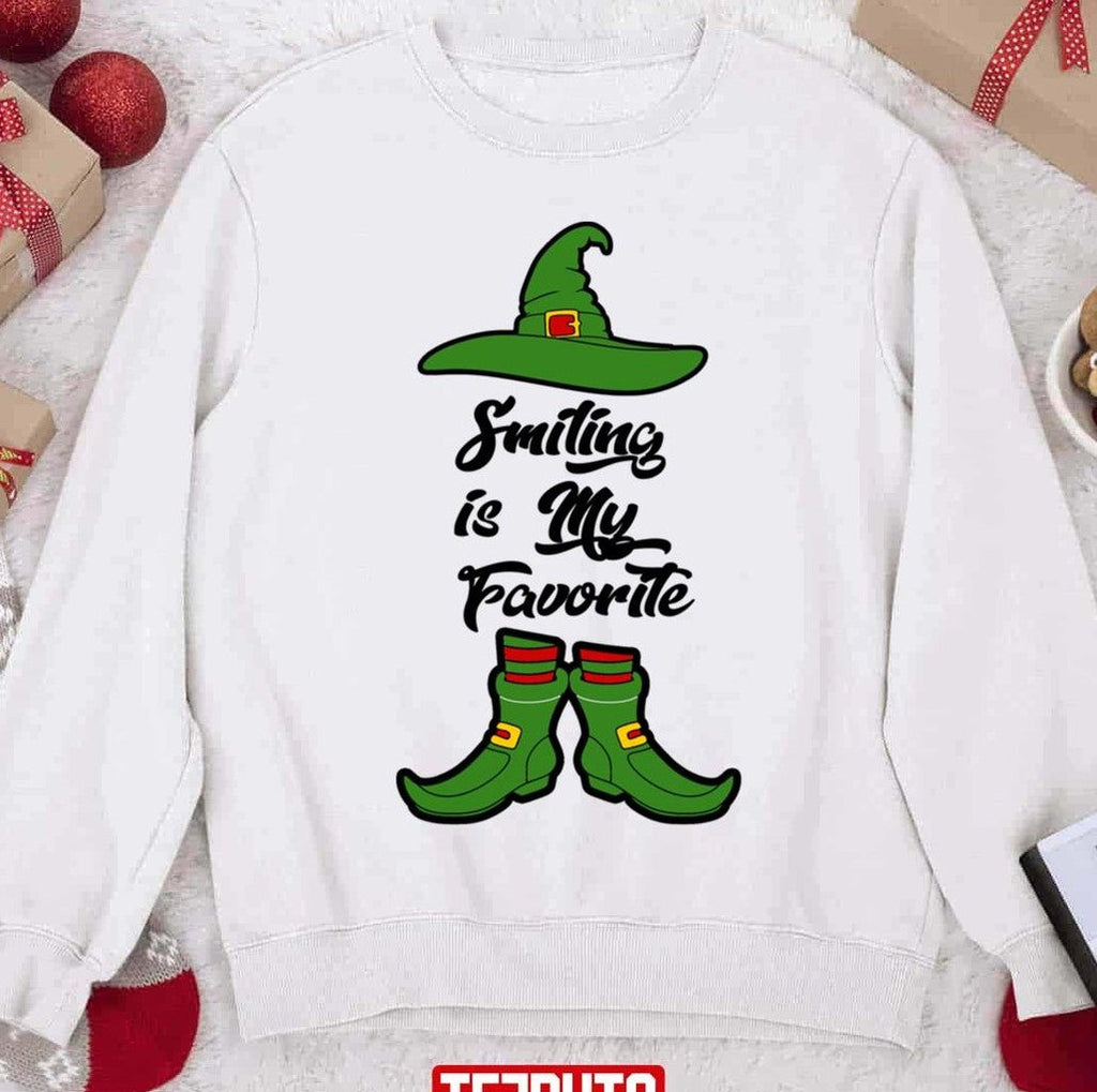 Smiling Is My Favorite Funny Elf Buddy Quote Unisex Sweatshirt