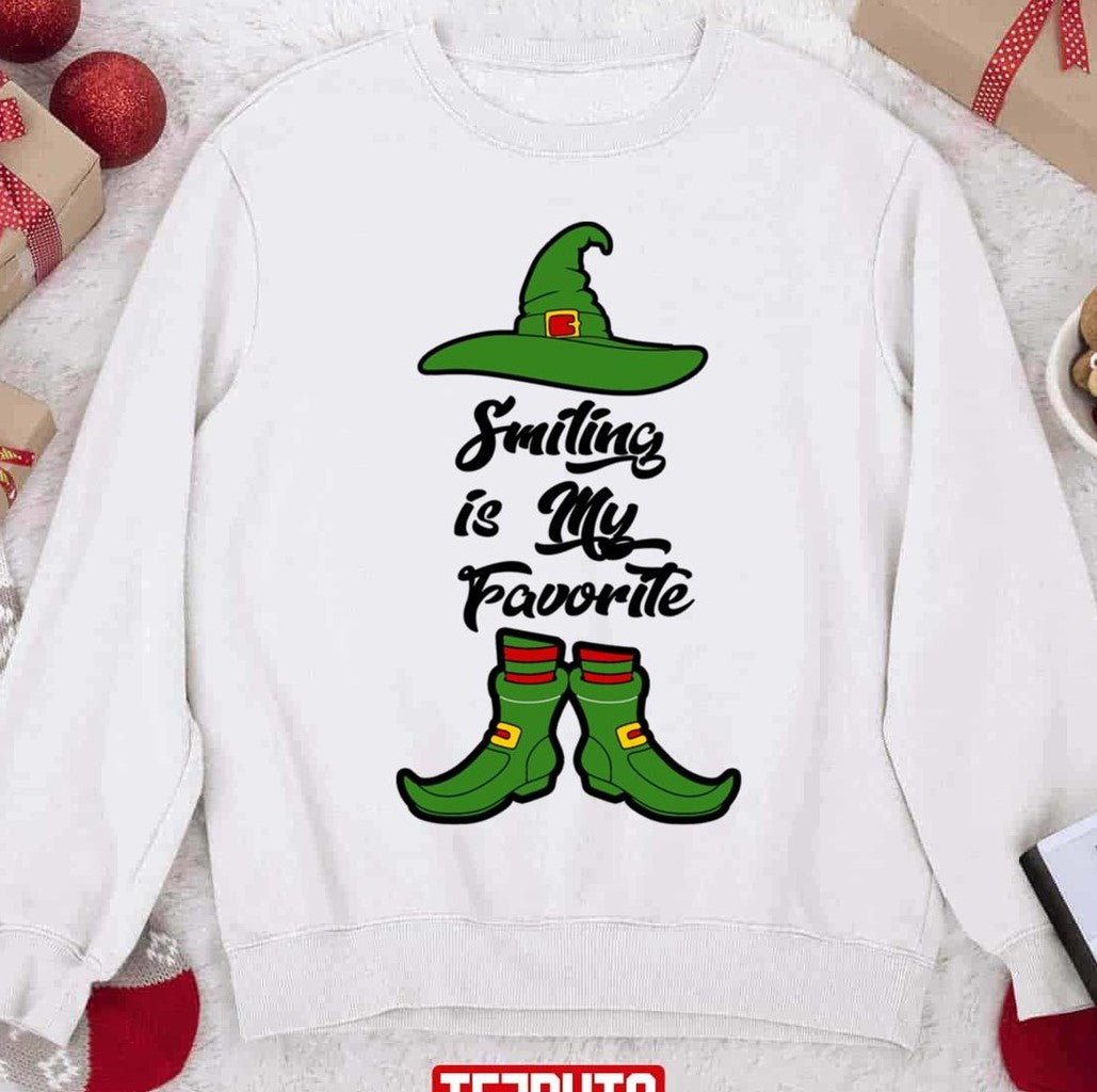Smiling Is My Favorite Funny Elf Buddy Quote Unisex Sweatshirt