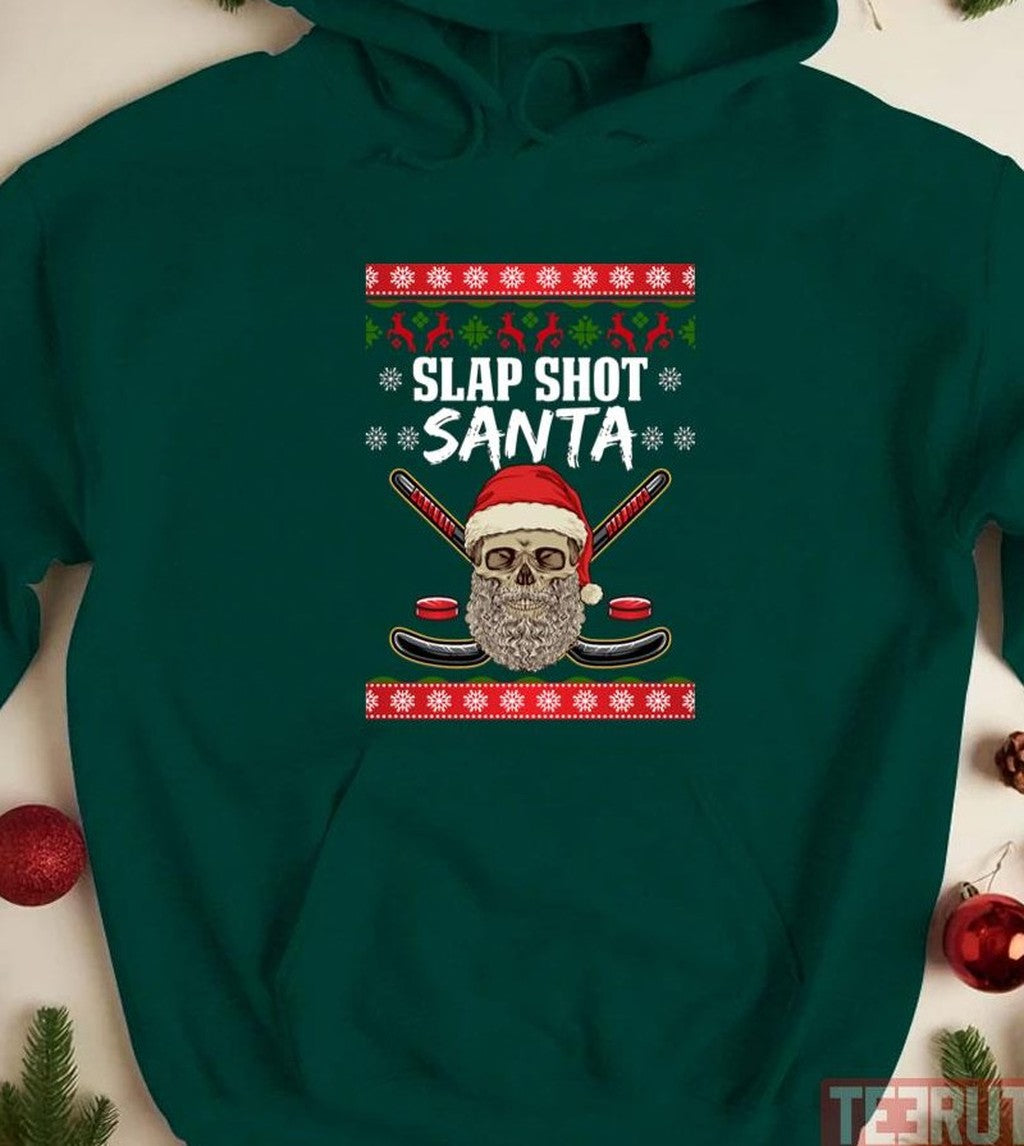 Slap Shot Santa Hockey Christmas Unisex Sweatshirt