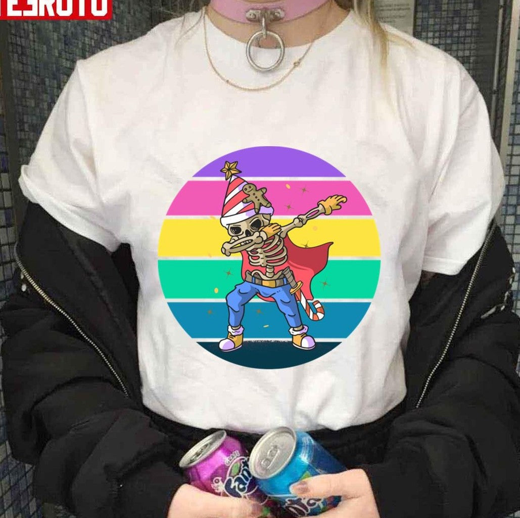 Skull Santa Merry Christmas Dabbing Skeleton Christmas Art Unisex Sweatshirt
