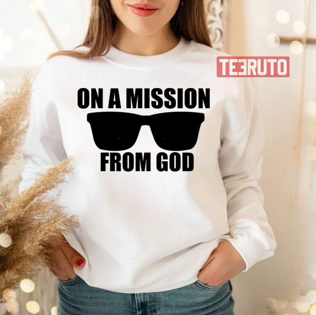 On A Mission From God The Blues Brothers Glasses Unisex T-Shirt