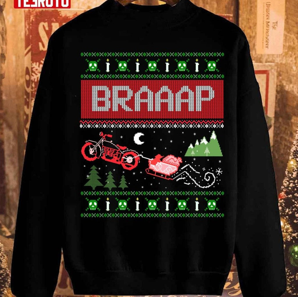 Motorcycle Biker Santa Xmas S Unisex Sweatshirt