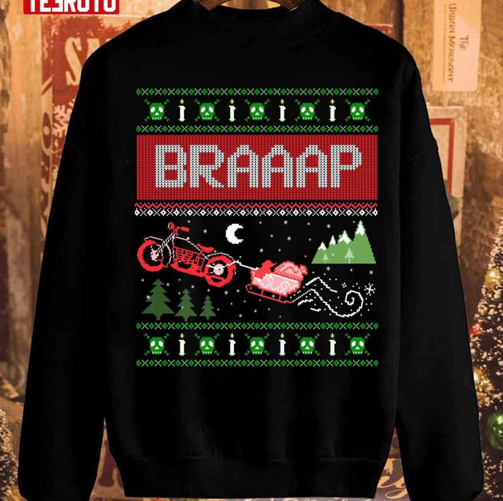 Motorcycle Biker Santa Xmas S Unisex Sweatshirt