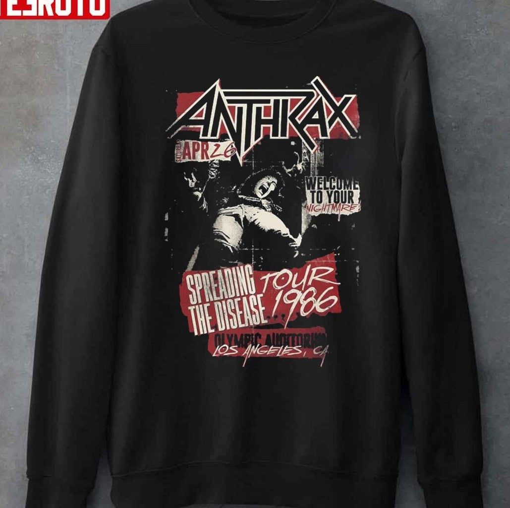 Spreading The Disease Tour 1986 Anthrax Rock Unisex T-Shirt