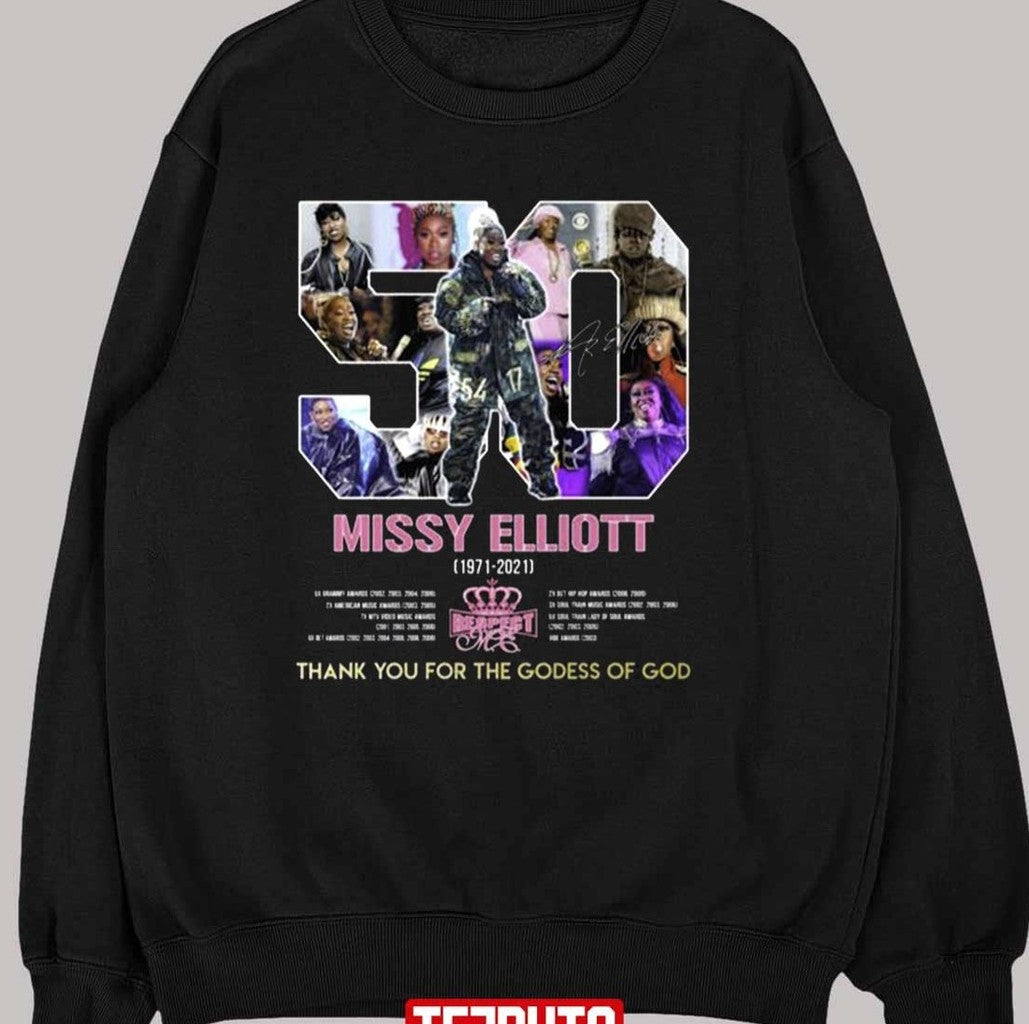 50 Missy Elliott 1971 2021 Thank You For The Goddess Of God Signatures Unisex T-Shirt