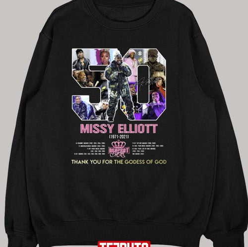 50 Missy Elliott 1971 2021 Thank You For The Goddess Of God Signatures Unisex T-Shirt