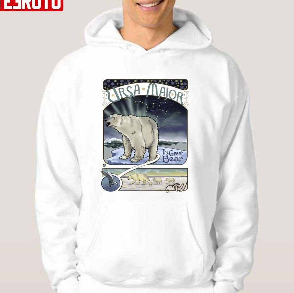 Polar Bear Ursa Major Constellation With Northern Lights Unisex T-Shirt