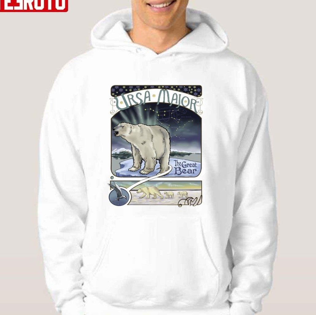 Polar Bear Ursa Major Constellation With Northern Lights Unisex T-Shirt