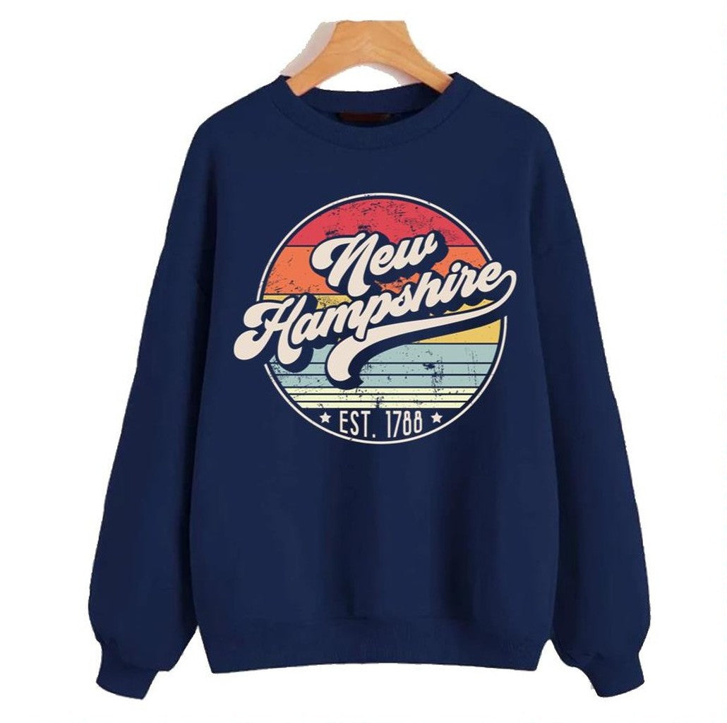 Retro New Hampshire Distressed Sunset Design Unisex Sweatshirt