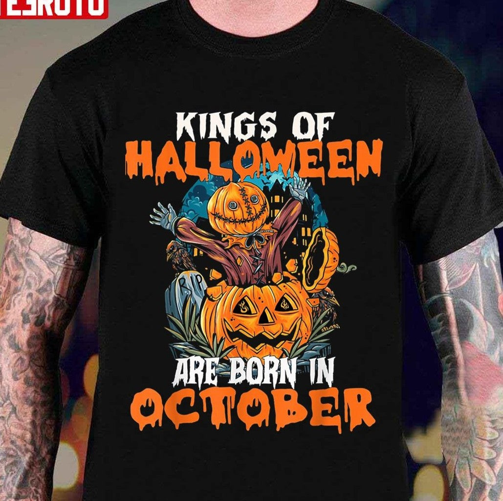 Scary Pupkin Heads Kings Of Halloween Are Born In October Unisex T-shirt
