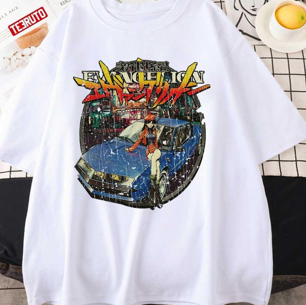 Anime Girls Evangelion Misato Katsuragi Vintage 1995 Unisex Hoodie
