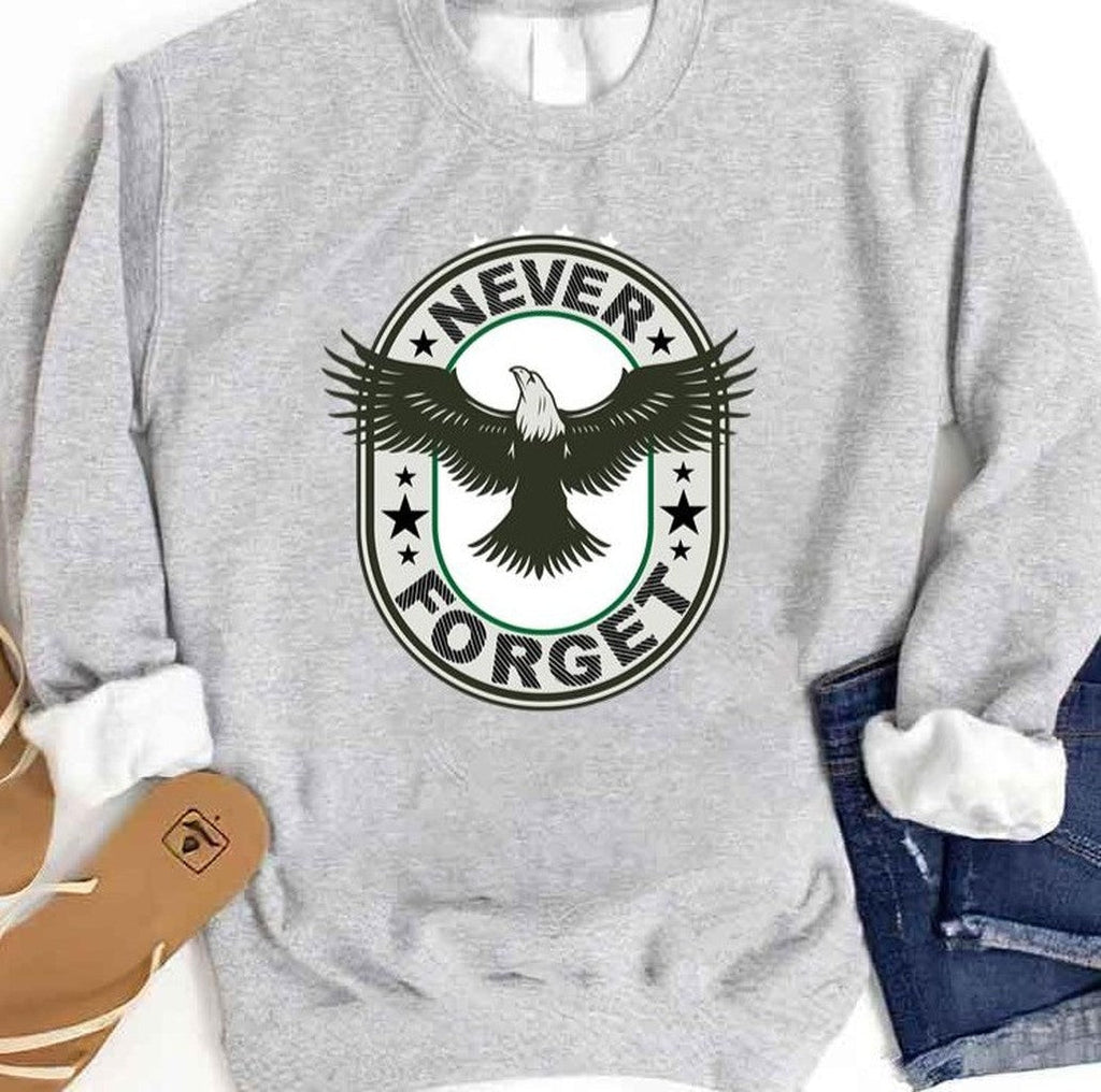 Never Forget Veterans Falcon Graphic July 4th Memorial Unisex Sweatshirt