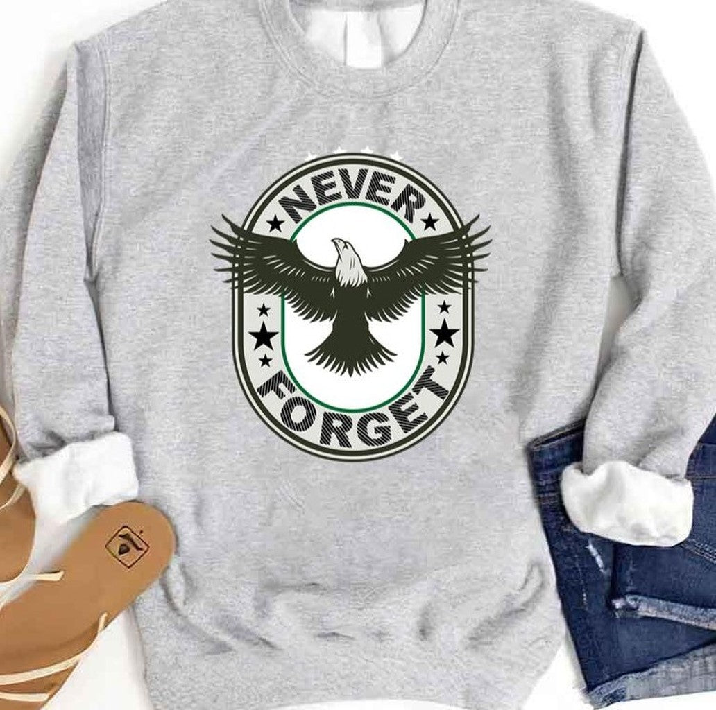 Never Forget Veterans Falcon Graphic July 4th Memorial Unisex Sweatshirt