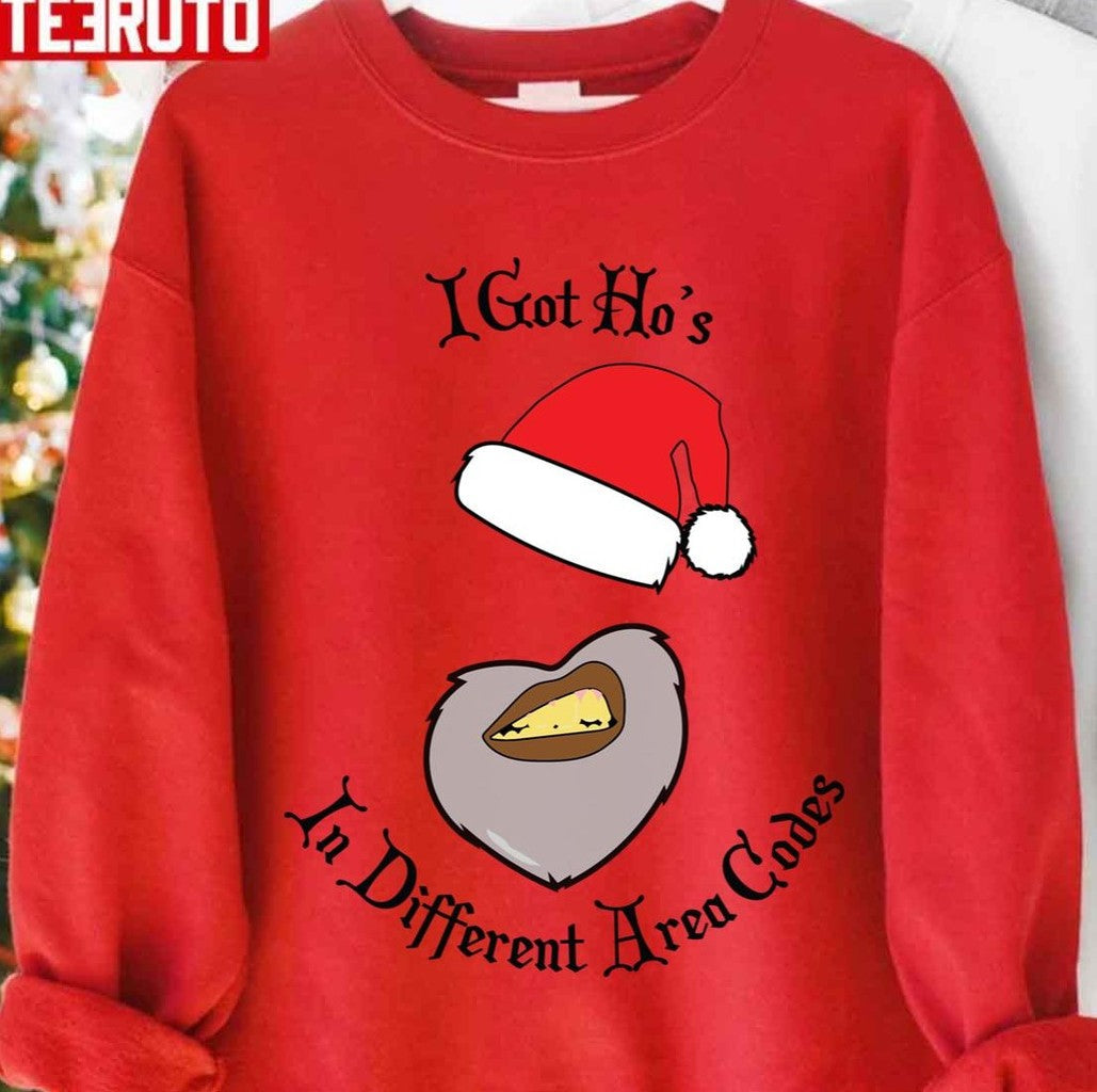 Santa Pause I Got Ho's In Different Area Codes Unisex Sweatshirt